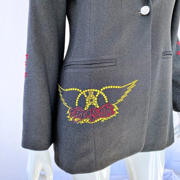 Aerosmith - Angel Rhinestone Black Metallic Jacket - Picture 4 of 8